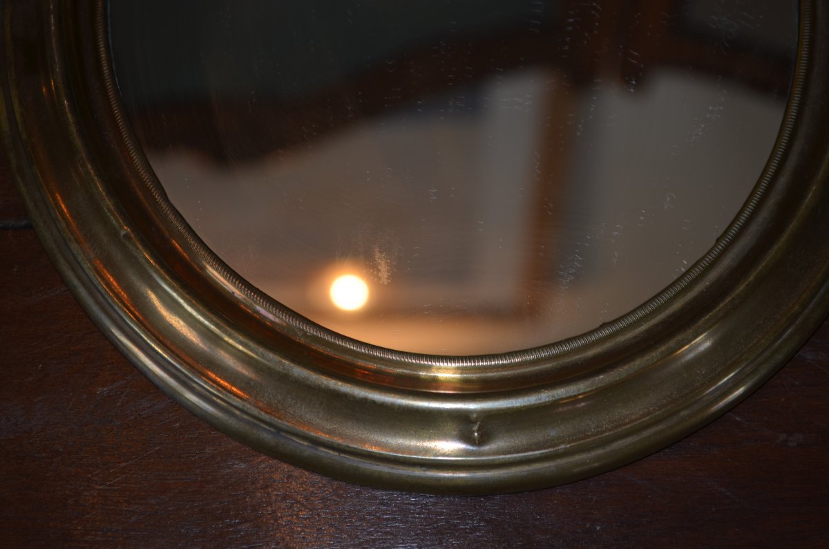 Pair Of Mirror In Golden Brass XIXth Century-photo-1