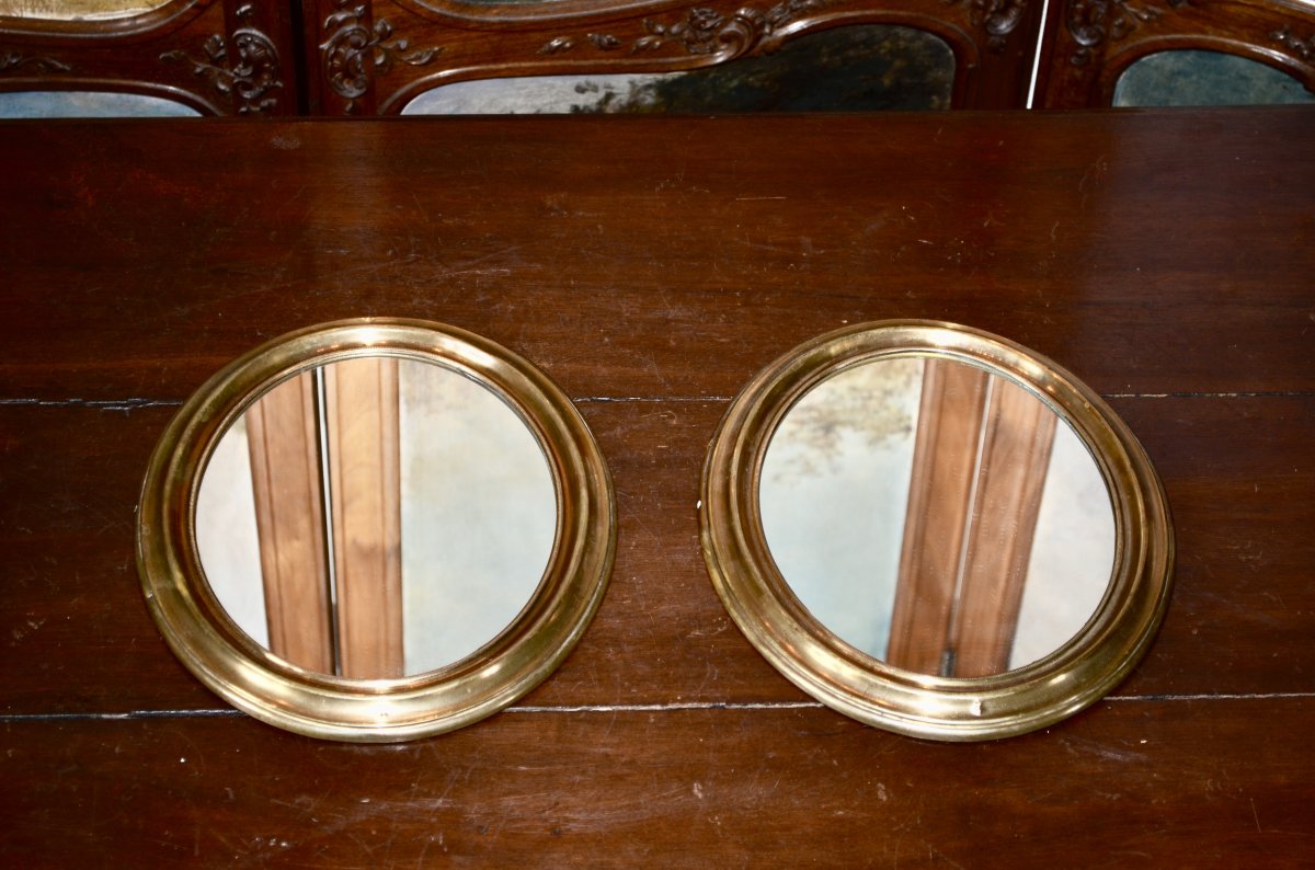Pair Of Mirror In Golden Brass XIXth Century