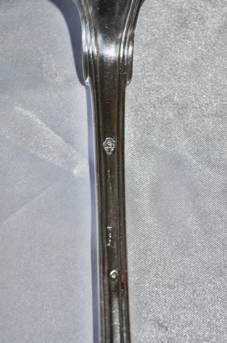 Cuillère à Ragout En Argent Massif 18ème Siècle-photo-4