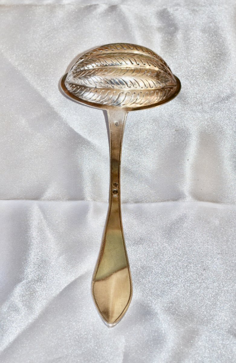 Olive Spoon In Sterling Silver Early 19th Century-photo-2