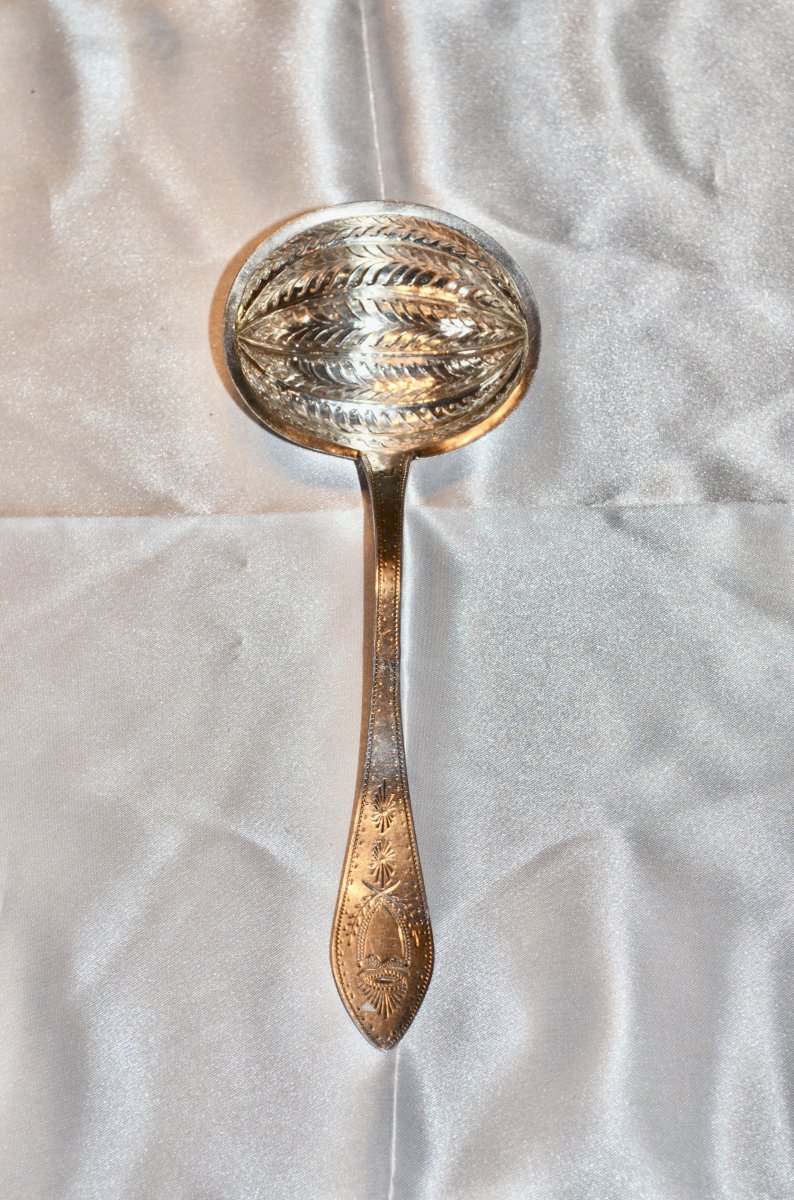 Olive Spoon In Sterling Silver Early 19th Century