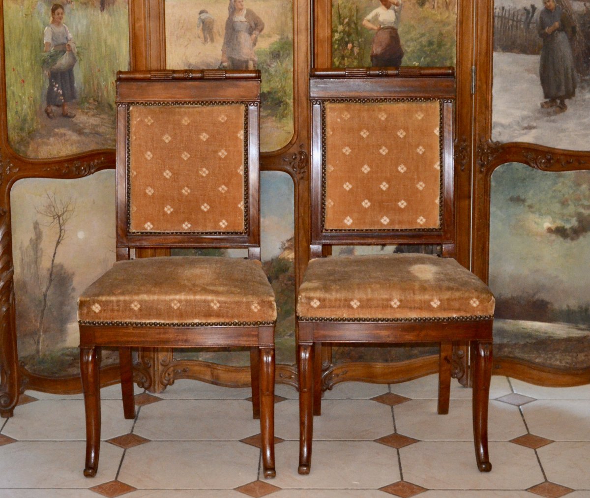 Pair Of Empire Mahogany Chairs