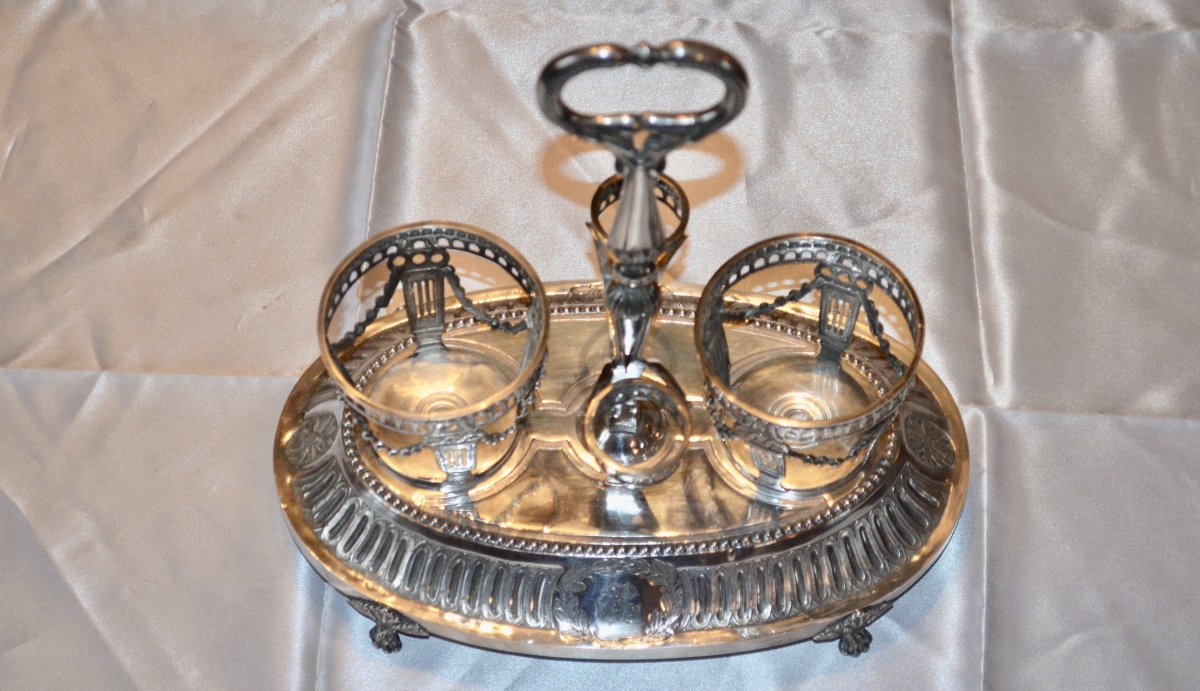 Vinegar Cruet In Sterling Silver, Lille, 18th Century-photo-2