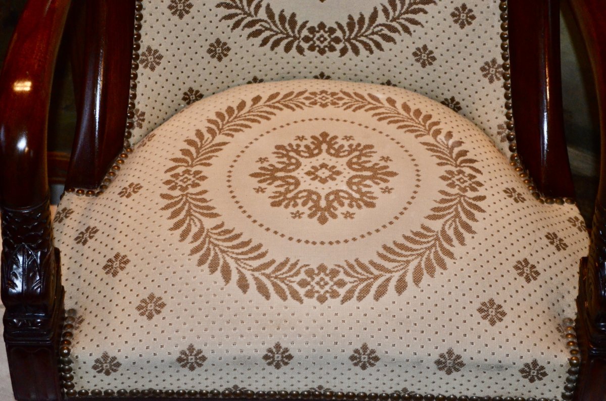 Paire De Fauteuils Gondole En Acajou époque Empire-photo-4