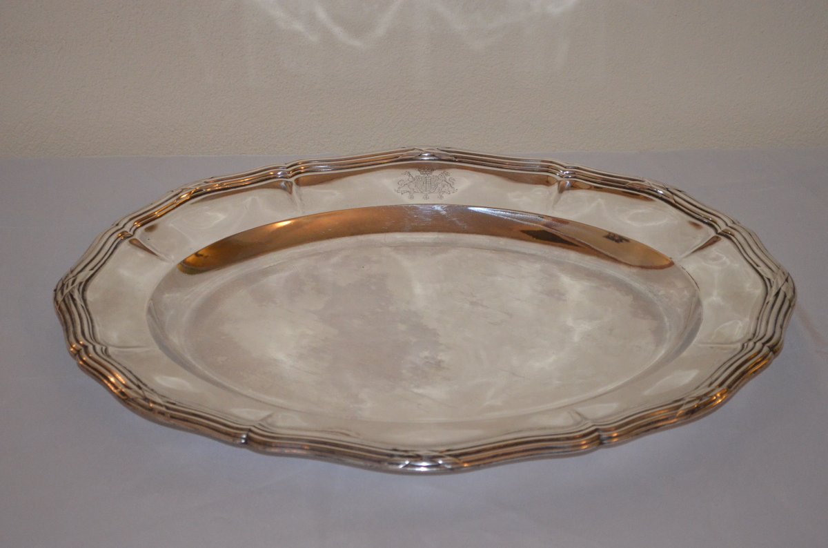 Large Platter In Sterling Silver From Odiot End Of 19th Century