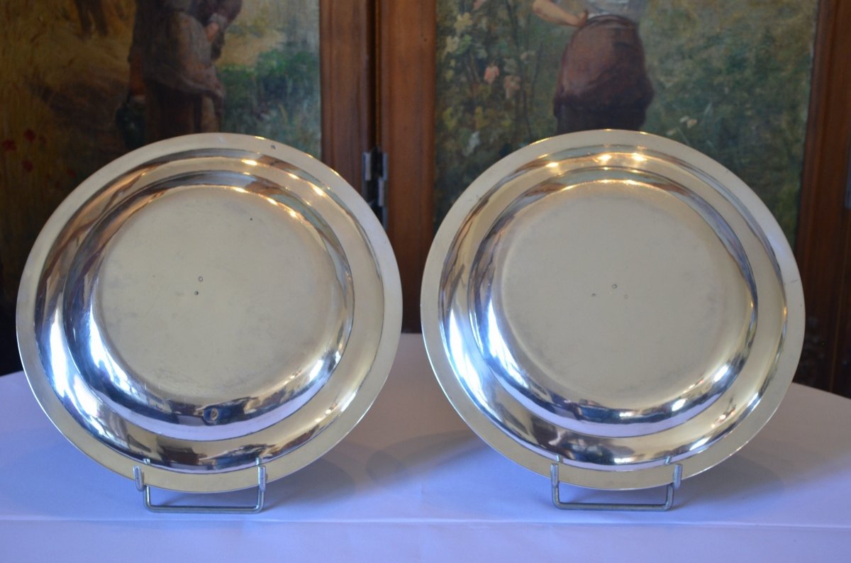 Pair Of Dishes In Sterling Silver Early 19th Century 2nd Rooster-photo-2