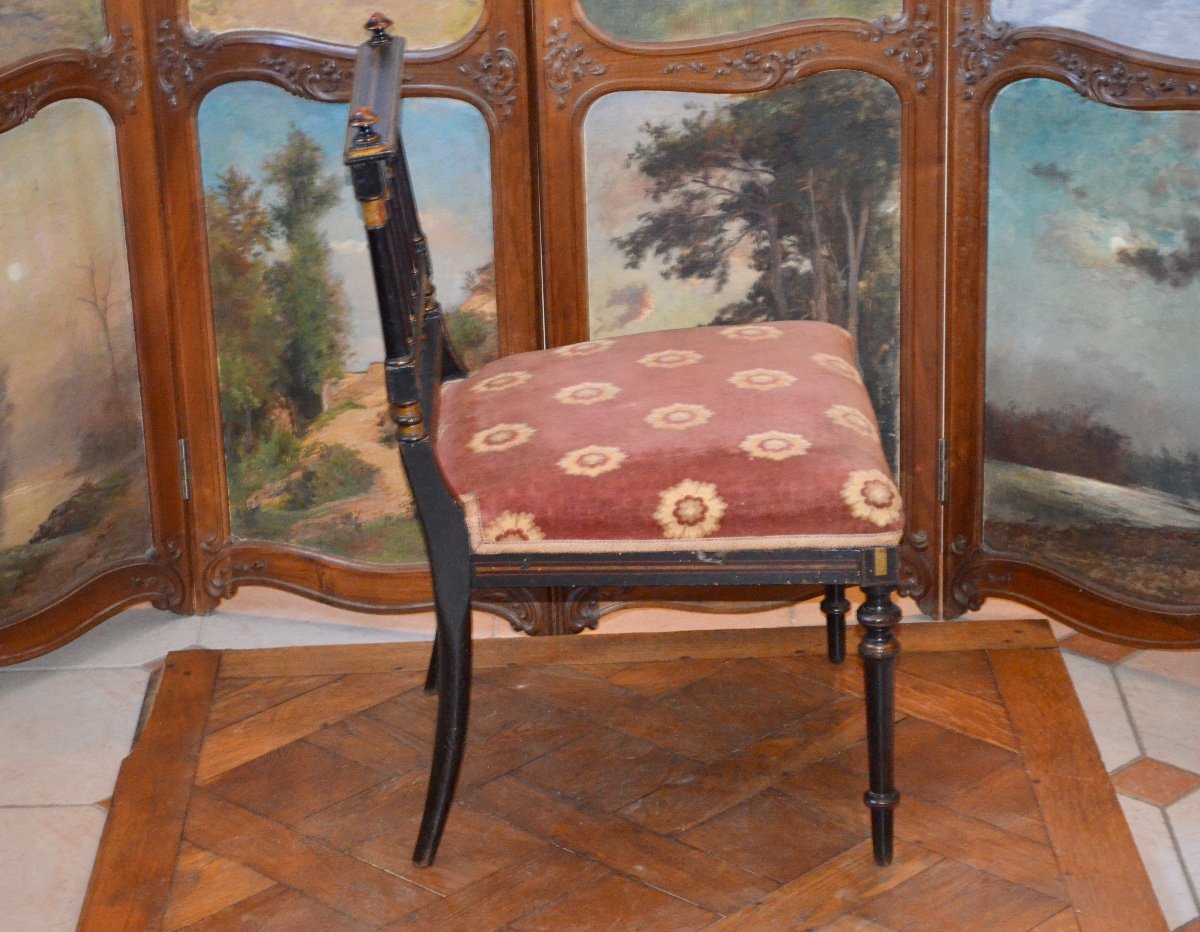 19th Century Painted Wood Fireside Chair-photo-2