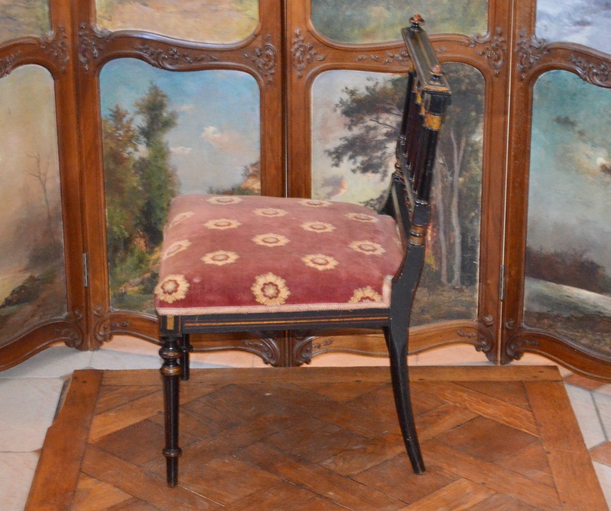 19th Century Painted Wood Fireside Chair-photo-3