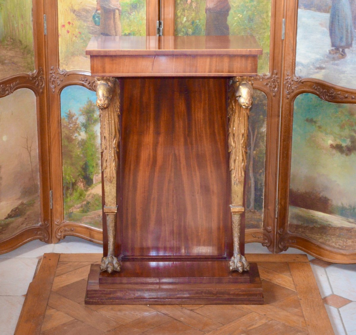 Console In Mahogany And Golden Wood Early 19th Century