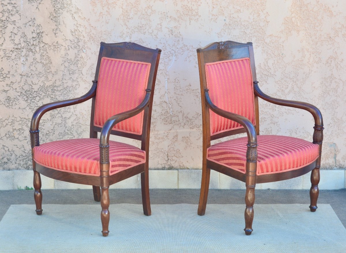 Pair Of Mahogany Armchairs From Consulate Period-photo-2
