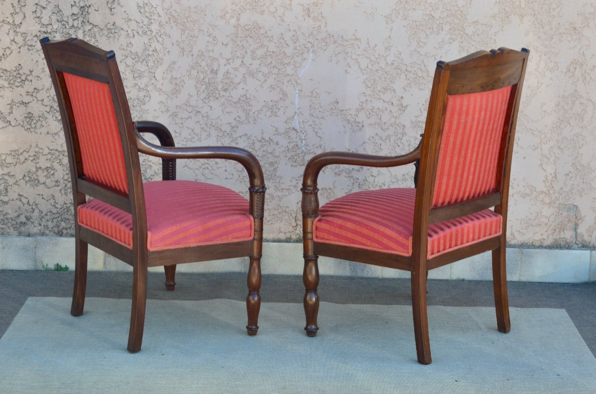 Pair Of Mahogany Armchairs From Consulate Period-photo-4