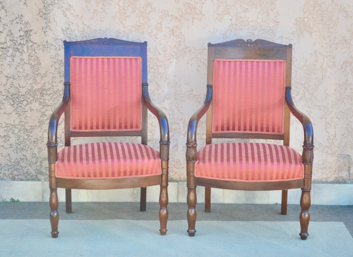 Pair Of Mahogany Armchairs From Consulate Period