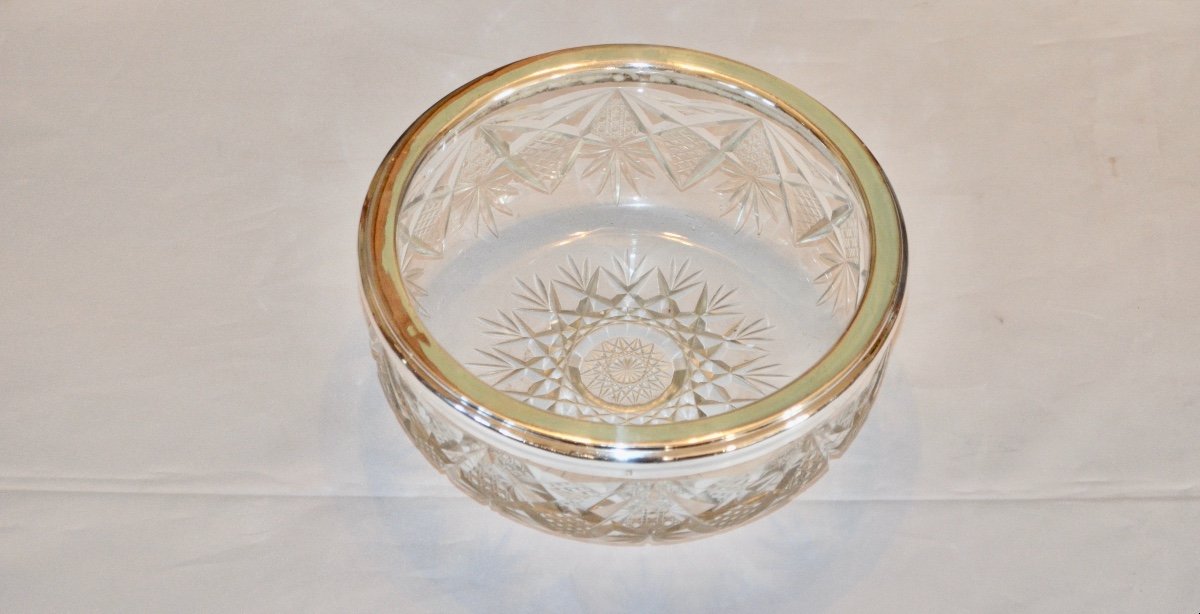 Coupe En Cristal Taillé Et Argent Massif  Début 20eme Siècle-photo-2