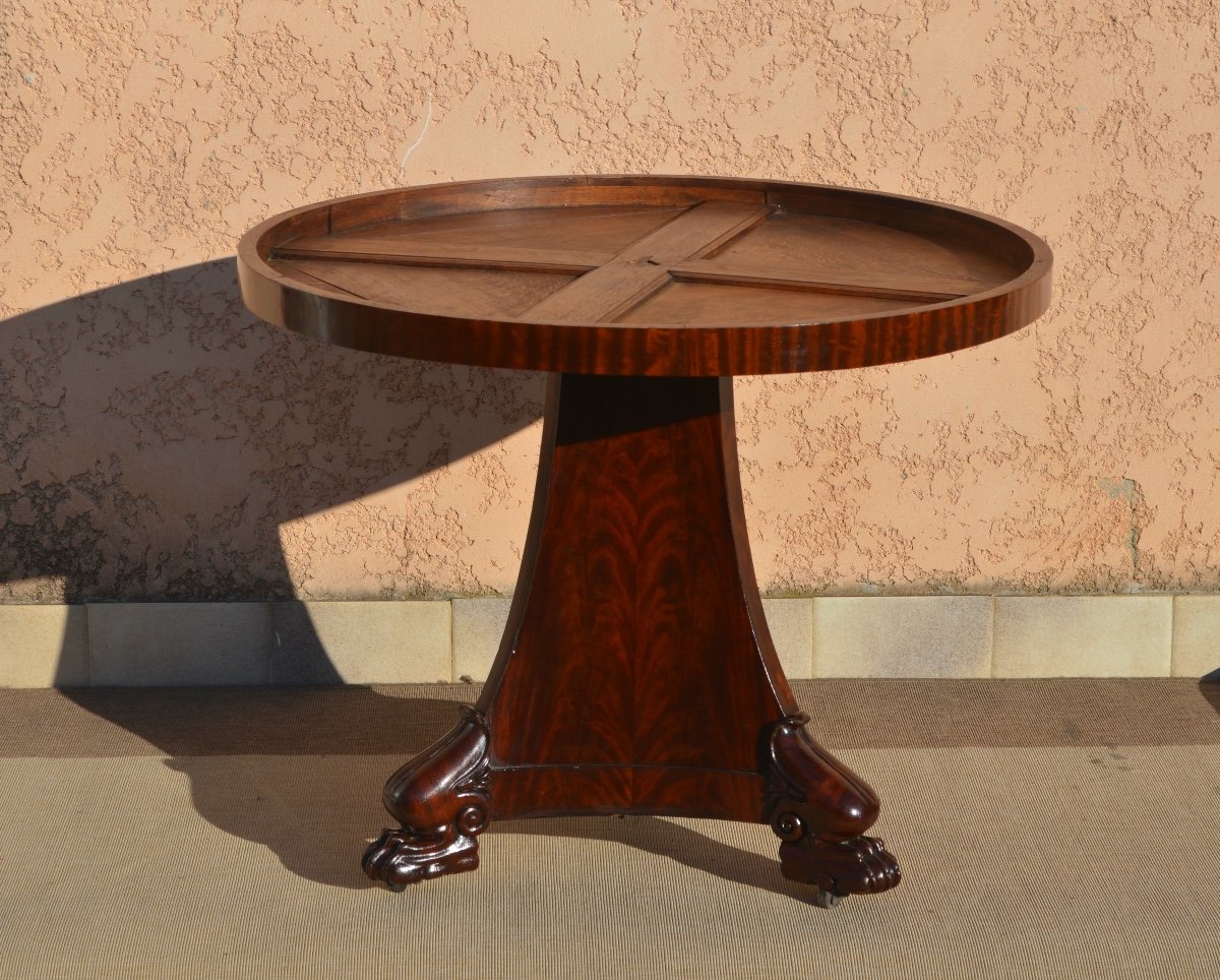 Empire Period Mahogany Pedestal / Game Table-photo-2