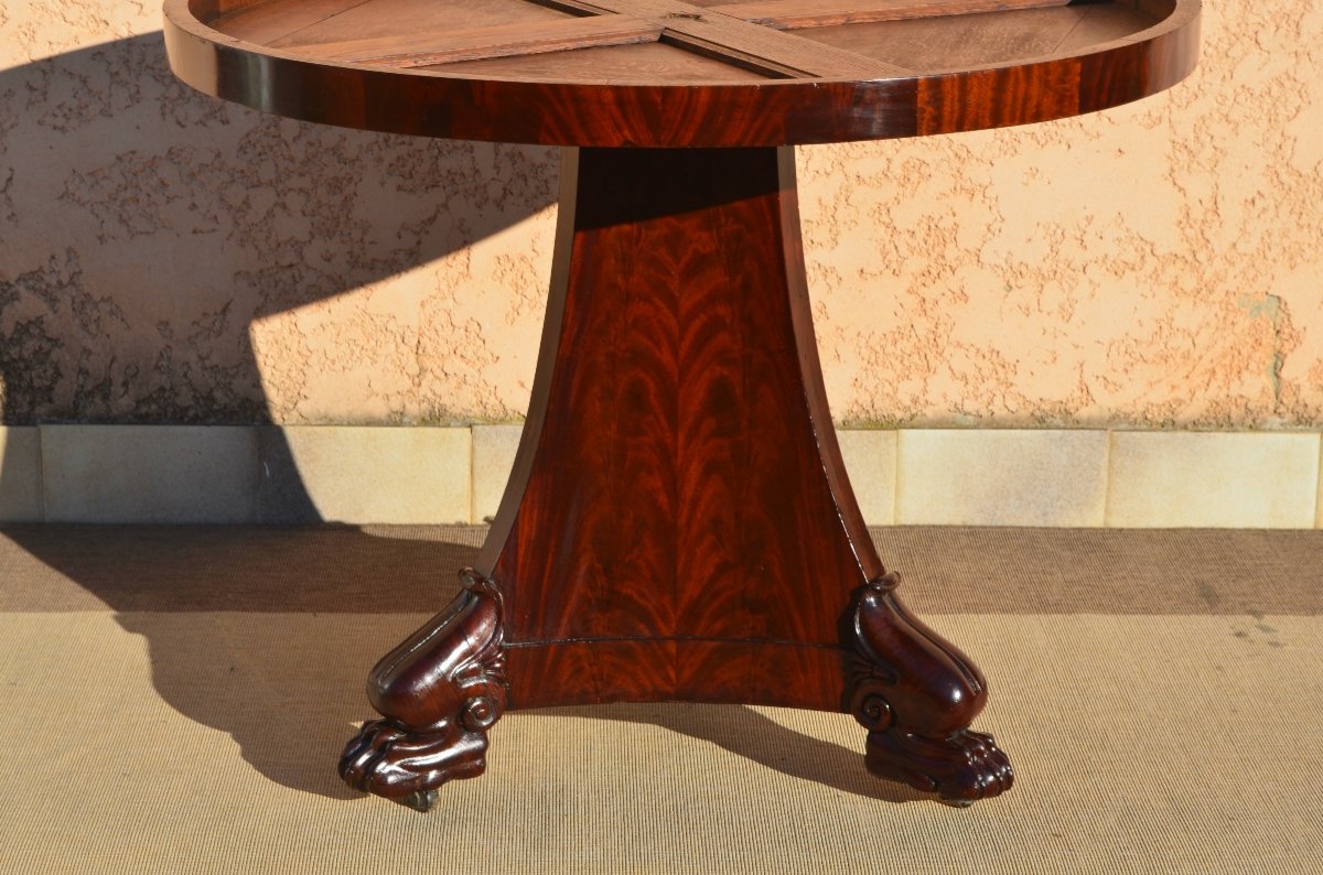 Empire Period Mahogany Pedestal / Game Table-photo-4
