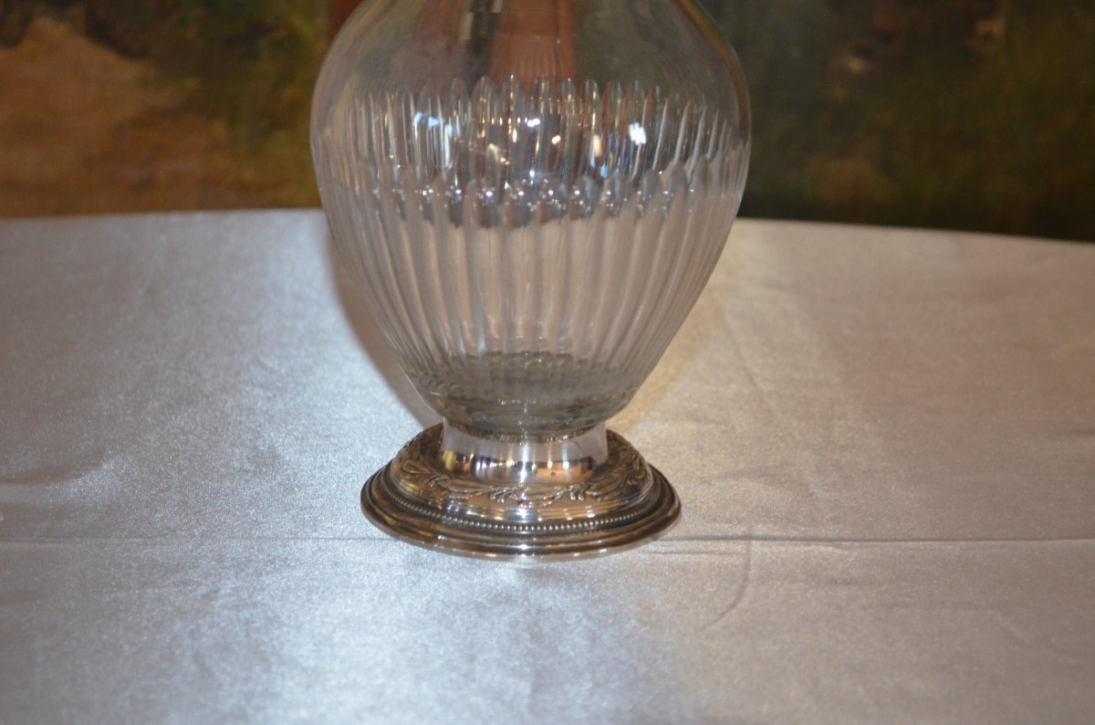 Carafe En Argent Massif Et Cristal Napoléon III-photo-2