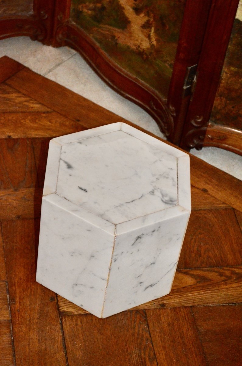 White Marble Base Early 20th Century-photo-4