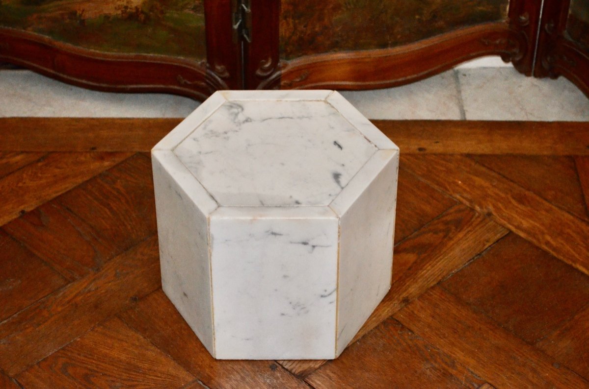 White Marble Base Early 20th Century-photo-2