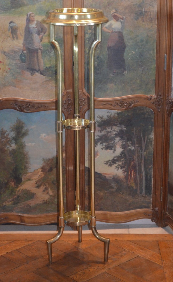 Sellette/ porte plante En Athénienne En Laiton Doré Début 20eme Siècle-photo-2