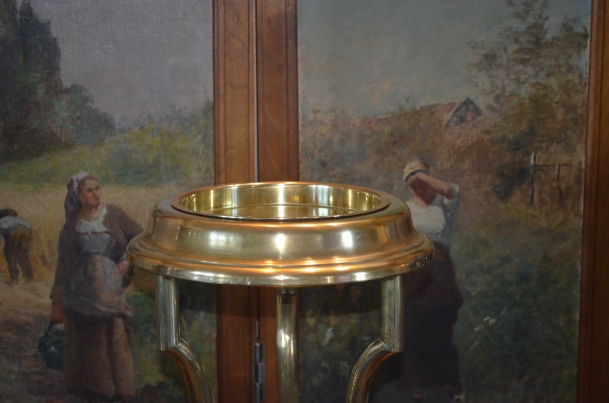 Sellette/ porte plante En Athénienne En Laiton Doré Début 20eme Siècle-photo-6