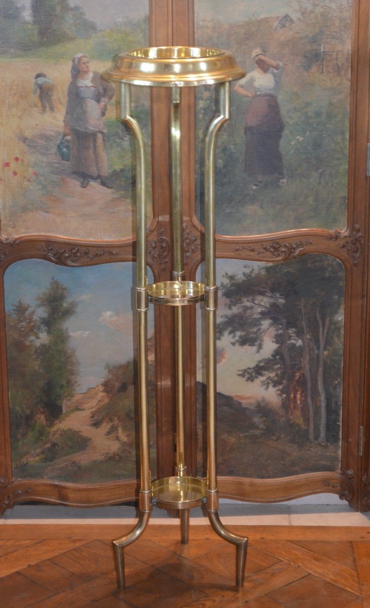 Sellette/ porte plante En Athénienne En Laiton Doré Début 20eme Siècle