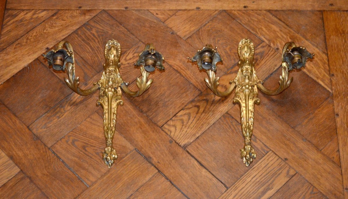 Pair Of Napoleon III Gilt Bronze Sconces-photo-5