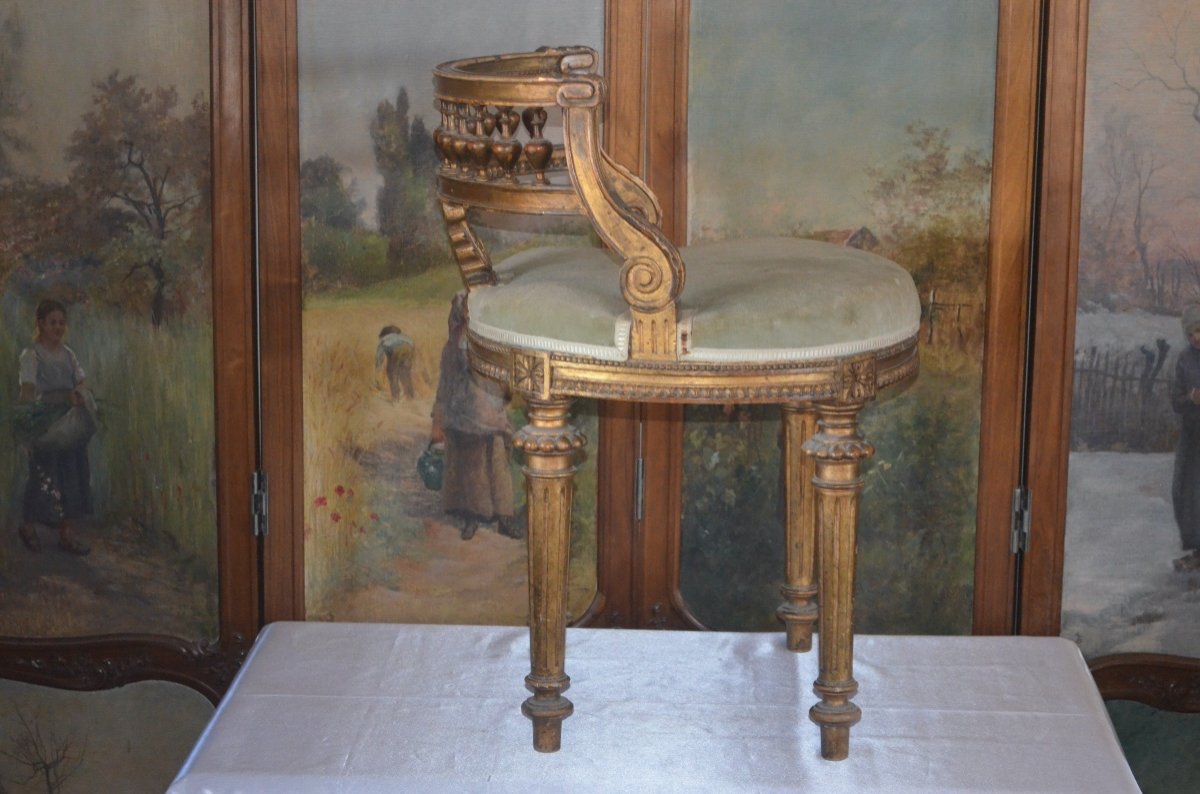 Fauteuil  d'Enfant En Bois Doré époque Napoléon III-photo-3