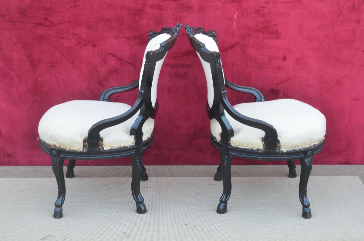 Pair Of Napoleon III Fireside Chairs-photo-3