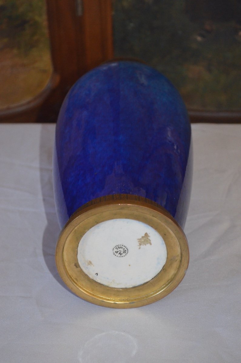 Vase En Céramique Bleu De Sèvres Des Années 20 Par Paul Milet -photo-4