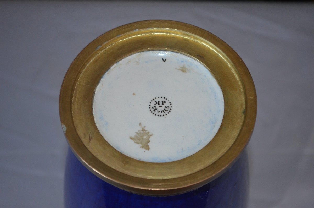 Vase En Céramique Bleu De Sèvres Des Années 20 Par Paul Milet -photo-1