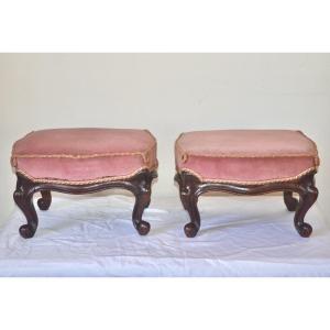 Pair Of Footrests In Mahogany Style Louis XV Mid 19th Century