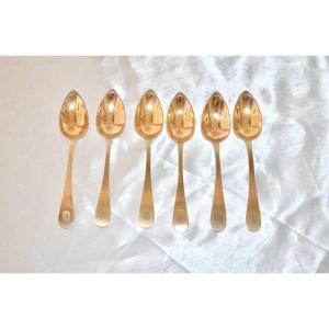 Suite Of 6 Teaspoons In Vermeil Early 19th Century