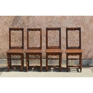 Suite Of 4 Rustic Chairs Louis XIII Period