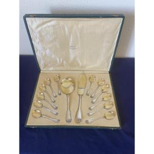 Solid Silver And Vermeil Ice Cream Service, Late 19th Century 