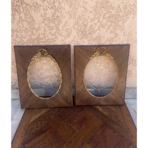 Pair Of Napoleon III Walnut And Gilt Bronze Frames