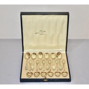 Set Of 12 Puiforcat Vermeil Teaspoons 