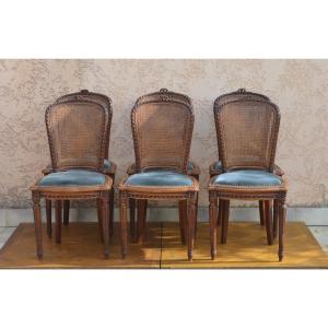 Set Of 6 Louis XVI Style Chairs, 19th Century 