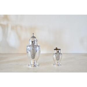 Grande verseuse et pot à lait en argent massif 19eme siècle 