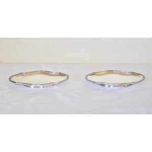 Pair Of Silver Bowls On Pedestal 19th Century