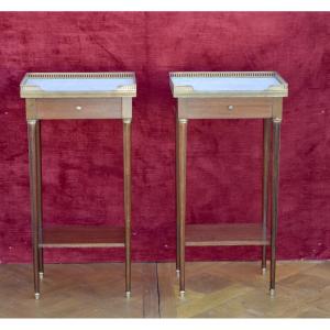 Pair Of Late 19th Century Mahogany Bedside Tables In The Louis XVI Style