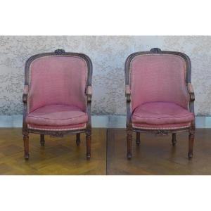 Paire de bergères d’enfant de style Louis XVI époque début 19eme siècle