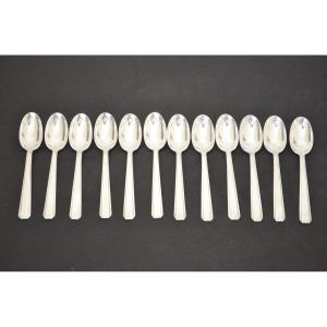Set Of 12 Art Deco-style Solid Silver Mocha Spoons
