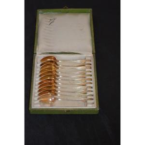 A Set Of 11 Teaspoons In Fine Vermeil From The Late 18th Century 