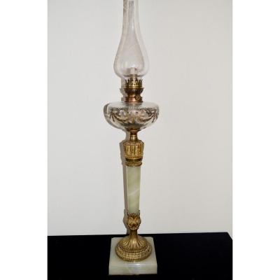 19th Century Gilt Bronze And Marble Lamp