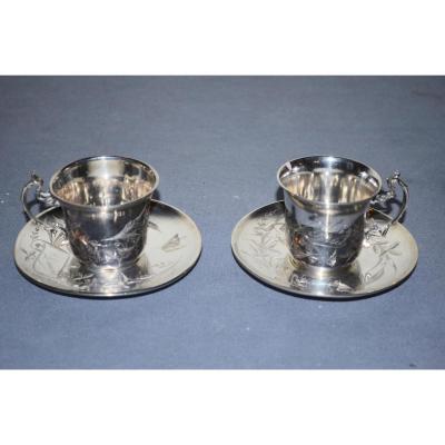 Pair Of Cups In Sterling Silver Late 19th Century