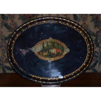 Large Tray In Painted Metal Restoration Period