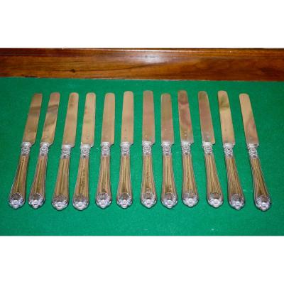 Set Of 12 Knives In Sterling Silver