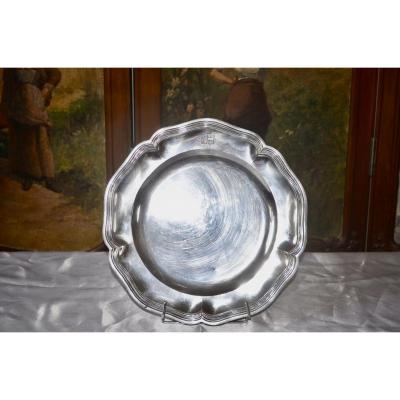Armorial Dish In Sterling Silver 19th Century