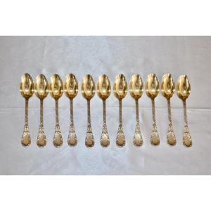 Series Of 11 Coffee Spoons In Vermeil Napoleon III Period