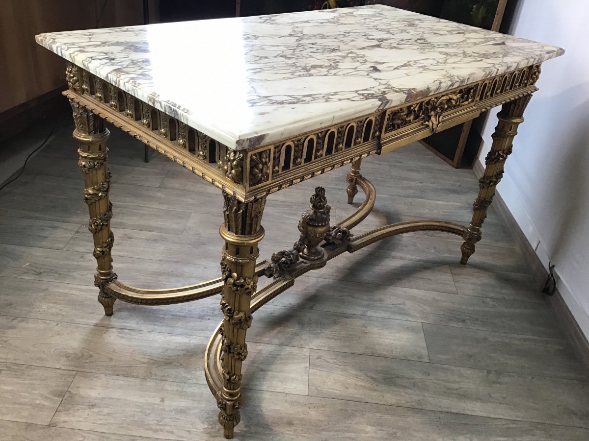 Middle Table In Golden Wood Louis XVI 19th-photo-3